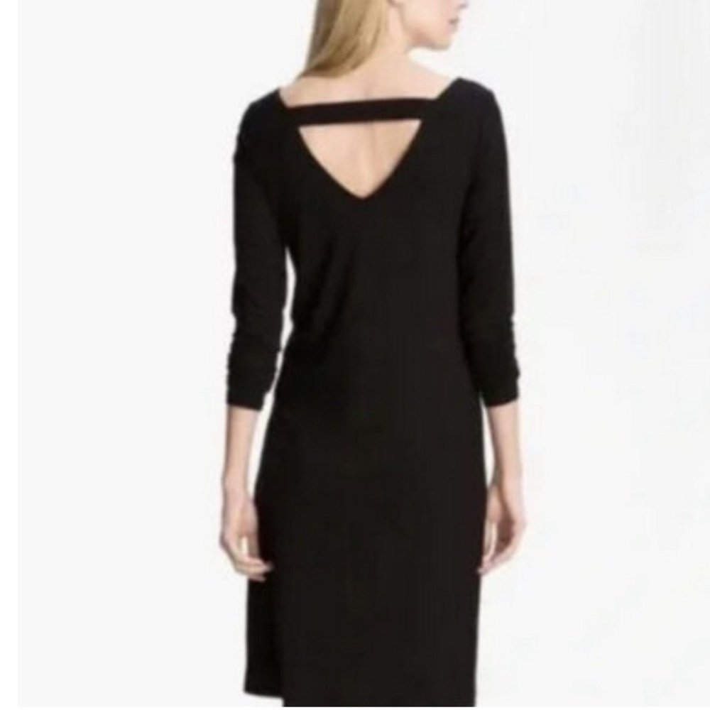 Eileen Fisher Shift Dress Black Ballet Neck Cut-Out Back Classic LBD  Si… - Picture 6 of 16